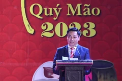 Phó Bí thư huyện Hiệp Hòa Bùi Huy Khánh phát biểu tại buổi lễ. (Ảnh: Danh Lam/TTXVN)