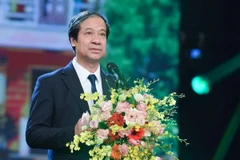 Bộ trưởng Bộ Giáo dục và Đào tạo Nguyễn Kim Sơn phát biểu trong chương trình. (Ảnh: Thanh Tùng/TTXVN)