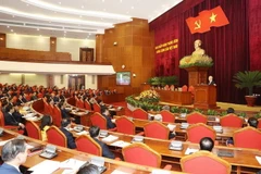 Tổng Bí thư Nguyễn Phú Trọng phát biểu bế mạc Hội nghị. (Ảnh: Trí Dũng/TTXVN)