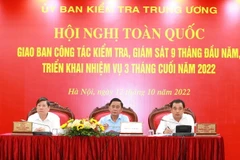Các đồng chí chủ tọa hội nghị. (Ảnh: Phương Hoa/TTXVN)