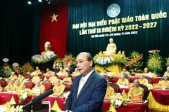 Chủ tịch nước Nguyễn Xuân Phúc phát biểu chúc mừng và chỉ đạo đại hội. (Ảnh: Thống Nhất/TTXVN)