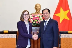 Bộ trưởng Ngoại giao Bùi Thanh Sơn tiếp Thống đốc bang Oregon của Hoa Kỳ Kate Brown. (Ảnh: TTXVN phát)