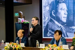 Nhạc sỹ Đức Trịnh, Chủ tịch Hội Nhạc sỹ Việt Nam chia sẻ thông tin về chuỗi hoạt động. (Nguồn: Ban Tổ chức)