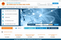 Giao diện trang web dịch vụ công trực tuyến của Bộ Khoa học và Công nghệ. (Ảnh: Vietnam+) 