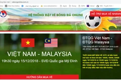 Ảnh chụp màn hình website giả mạo bán vé trận Việt Nam - Malaysia. (Nguồn: vff.org.vn)
