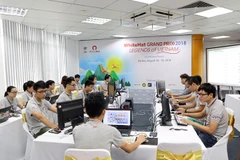 Đội hỗ trợ cuộc thi WhiteHat Grand Prix 2018. (Ảnh: CTV/Vietnam+) 