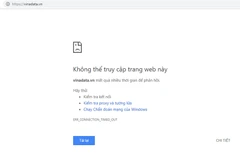 Một webiste của VNG bị ảnh hưởng bởi sự cố. (Ảnh chụp màn hình)