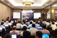 Các cán bộ tham gia diễn tập. (Ảnh: CTV/Vietnam+)