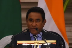 Cựu Tổng thống Maldives Abdulla Yameen Abdul Gayoom trong cuộc họp báo ở New Delhi, Ấn Độ ngày 11/4. (Nguồn: AFP/TTXVN)