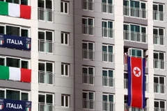 Làng vận động viên Olympic PyeongChang ở Gangneung, cách Seoul 237 km về phía đông. (Nguồn: YONHAP/ TTXVN)