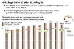 [Infographics] Giá xăng E5 RON 92 giảm 332 đồng một lít