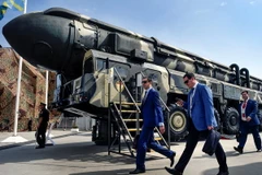 Tên lửa đạn đạo liên lục địa Topol của Nga tại triển lãm quốc phòng Kubinka ở ngoại ô Moskva ngày 22/8/2017. (Nguồn: AFP/TTXVN)