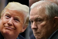 Bộ trưởng Tư pháp Mỹ Jeff Sessions (phải) và Tổng thống Donald Trump (trái). (Nguồn: AFP/TTXVN)