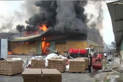 Hiện trường vụ cháy. (Ảnh: Đinh Tuấn/TTXVN)