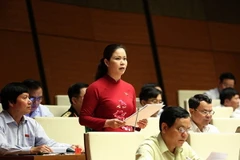  Đại biểu Quốc hội tỉnh Hòa Bình Bạch Thị Hương Thủy phát biểu. (Ảnh: Dương Giang/TTXVN)