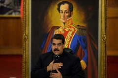 Tổng thống Venezuela Nicolas Maduro trong cuộc họp báo tại Caracas. (Nguồn: AFP/TTXVN)