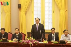 Chủ tịch nước Trần Đại Quang tiếp đoàn cựu sỹ quan an ninh miền Nam. (Nguồn: VOV)