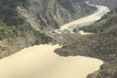 Một vụ lở đất đã chặn dòng sông Clarence phía bắc thị trấn Kaikoura.(Nguồn: stuff.co.nz) 