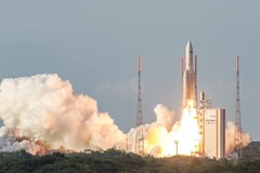 Vệ tinh GSAT-18 được phóng lên quỹ đạo từ sân bay vũ trụ Kourou ở vùng Guiana. (Nguồn: AFP/TTXVN)