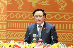 Đồng chí Hoàng Bình Quân, Ủy viên Trung ương Đảng, Trưởng Ban Đối ngoại Trung ương trình bày tham luận tại Đại hội Đảng toàn quốc lần thứ XII. (Nguồn: TTXVN)