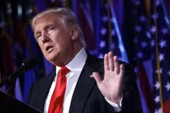 Tổng thống đắc cử Mỹ Donald Trump phát biểu tại New York ngày 9/11. (Nguồn: AP/TTXVN)