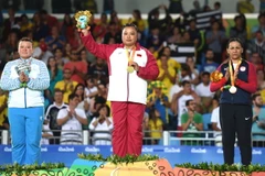 Vận động viên Trung Quốc Yuan Yanping giành Huy chương vàng ở nội dung judo nữ hạng cân +70 kg tại Paralympic 2016. (Nguồn: THX/TTXVN)