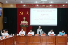 Trưởng ban Dân vận Trung ương Trương Thị Mai phát biểu tại hội nghị. (Ảnh: Phương Hoa/TTXVN)