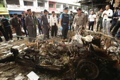 Cảnh sát điều tra tại hiện trường vụ đánh bom xe bên ngoài khách sạn ở Pattani, miền nam Thái Lan ngày 24/8. Ảnh minh họa. (Nguồn: AFP/TTXVN)