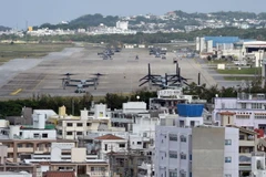 Một căn cứ quân sự của lính thủy quân đánh bộ Mỹ ở Ginowa, tỉnh Okinawa. (Nguồn: AFP/TTXVN)