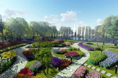 Mô hình khu công viên cây xanh thuộc dự án khu đô thị VSIP Quảng Ngãi. (Ảnh: Sỹ Thắng/TTXVN)