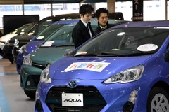  Ôtô của hãng Toyota được trưng bày tại thủ đô Tokyo, Nhật Bản. (Nguồn: AFP/TTXVN)