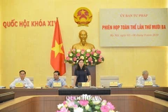 Chủ nhiệm Ủy ban Tư pháp Lê Thị Nga kết luận nội dung thảo luận. (Nguồn: quochoi.vn)