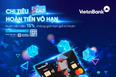 Được hoàn tiền đến 15% khi thanh toán bằng thẻ kép quốc tế VietinBank Eliv3. (Ảnh: Vietnam+)