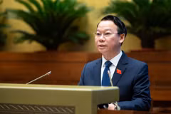 Bộ trưởng Bộ Tài nguyên và Môi trường Đỗ Đức Duy trình bày Tờ trình. (Nguồn: Bộ Tài nguyên và Môi trường)