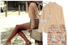 Tuyệt chiêu diện áo sơmi màu nude đúng điệu Thu Đông 2015.