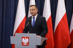 Tổng thống Ba Lan Andrzej Duda tại cuộc họp báo ở ​Warsaw. (Nguồn: PAP/TTXVN)