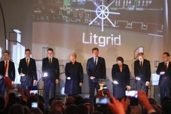 Thủ tướng Estonia Taavi Roivas, Tổng thống Li​tva Dalia Grybauskaite, Thủ tướng Latvia Laimdota Straujuma​ và Ủy viên châu Âu phụ trách an ninh lương thực và y tế Vytenis Povilas Andriukaitis​ tại lễ kết nối đường dây tải điện mới ở Vilnius (Lit​va). (Ngu