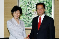 Thủ tướng Nguyễn Tấn Dũng tiếp Phó Chủ tịch Chính hiệp Trung Quốc Vương Chí Trân. (Ảnh: Đức Tám/TTXVN)