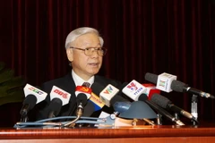 Tổng Bí thư Nguyễn Phú Trọng phát biểu khai mạc Hội nghị. (Ảnh: Trí Dũng/TTXVN)