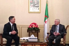 Chủ tịch Thượng viện Algeria Abdelkader Bensalah tiếp Đại sứ Việt Nam Vũ Thế Hiệp. (Ảnh: Quang Hồng/Vietnam+) 