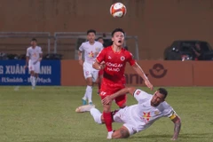 Được đánh giá cao hơn đội khách nhưng Công an Hà Nội bất ngờ 'vấp ngã' và đánh mất lợi thế trong cuộc đua vô địch V-League 2023. (Ảnh: Việt Anh/Vietnam+)