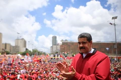 Tổng thống Venezula Nicolas Maduro trong cuộc tuần hành ủng hộ Chính phủ tại Caracas, Venezuela ngày 1/9. (Nguồn: EPA/TTXVN)