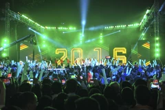 Chương trình Đếm ngược 2017 tại khu vực Tượng đài Lý Thái Tổ. (Ảnh: Minh Đức/TTXVN)