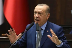 Tổng thống Thổ Nhĩ Kỳ Recep Tayyip Erdogan phát biểu tại Ankara. (Ảnh: AFP/TTXVN)