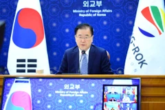 Ngoại trưởng Hàn Quốc Chung Eui-yong phát biểu tại Hội nghị Bộ trưởng Những người bạn của Mekong. (Nguồn: Yonhap)