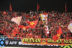 Niềm vui mừng của cổ động viên trong ngày Việt Nam đăng quang. (Ảnh: Trọng Đạt/TTXVN)