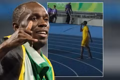 Usain Bolt trổ tài ném lao. (Nguồn: scoopnest.com)