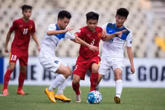 U16 Việt Nam (áo đỏ) vào tứ kết và chỉ cách World Cup đúng 1 trận đấu. (Nguồn: AFC)