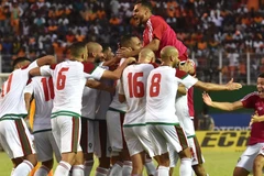 Niềm vui của các cầu thủ Morocco sau khi giành vé đến Nga. (Nguồn: Getty Images)