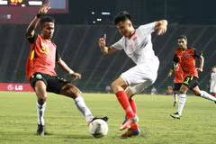 U22 Việt Nam vào bán kết sau khi vượt qua U22 Timor Leste. (Ảnh: Tuấn Cương/TTXVN)